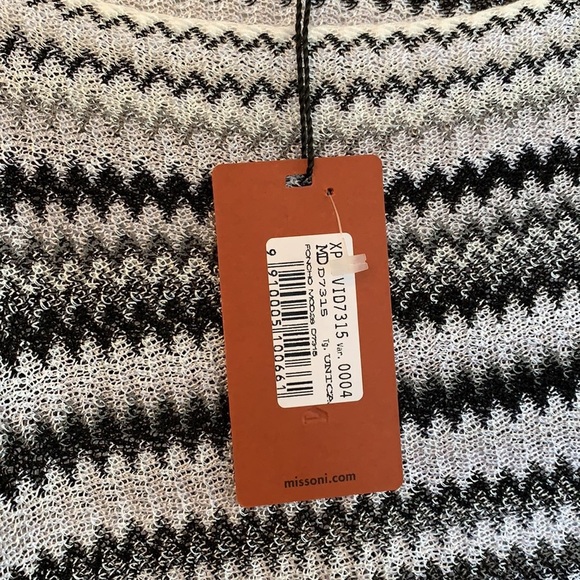 💕x2HP💕Missoni black and white fringe caftan poncho zig zag chevron print top - Picture 9 of 11